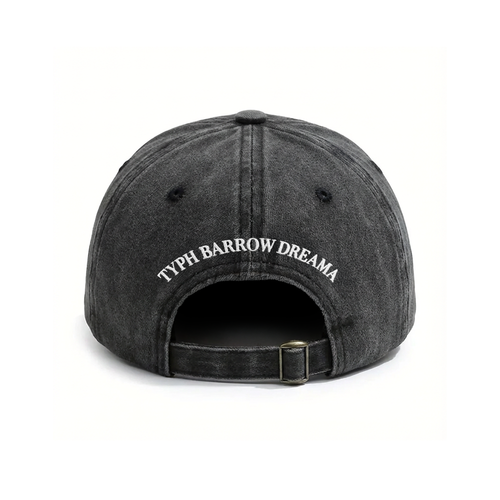 Typh Barrow Dreama cap, vintage black cotton with embroidered logo